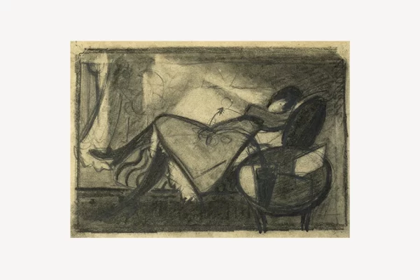 Max Ackermann, Schlafende, um 1920, Zeichnung, 9,5 x 13 cm