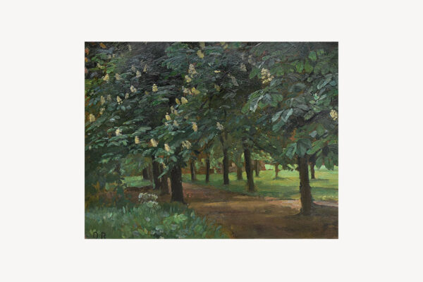 Otto Reiniger (1863 – 1909) – Kastanienallee, um 1900, Öl auf Leinwand/Karton, 45 x 58 cm